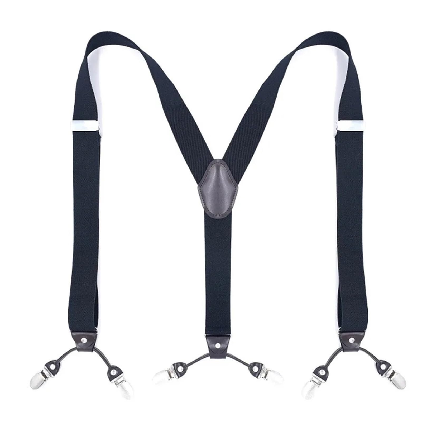 Tirantes Vintage for Hombre, 3,5 cm de Ancho, Forma Y, 6 Clips, Tirantes elásticos Ajustables for Pantalones, cinturón(Black)