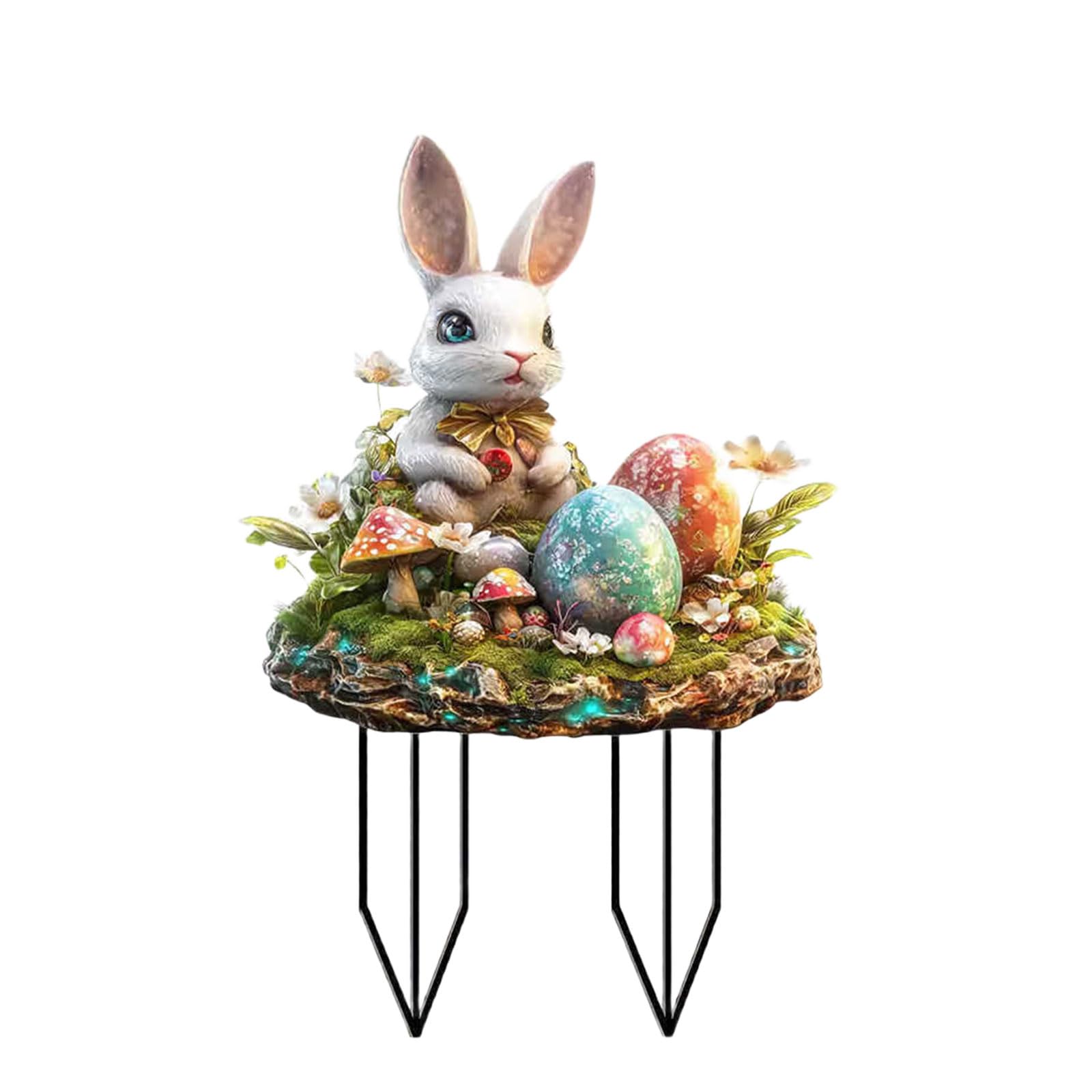 Garden Stake Outdoor Decoration Easter Eggs Rabbits and Cow Stakes Stake Holiday