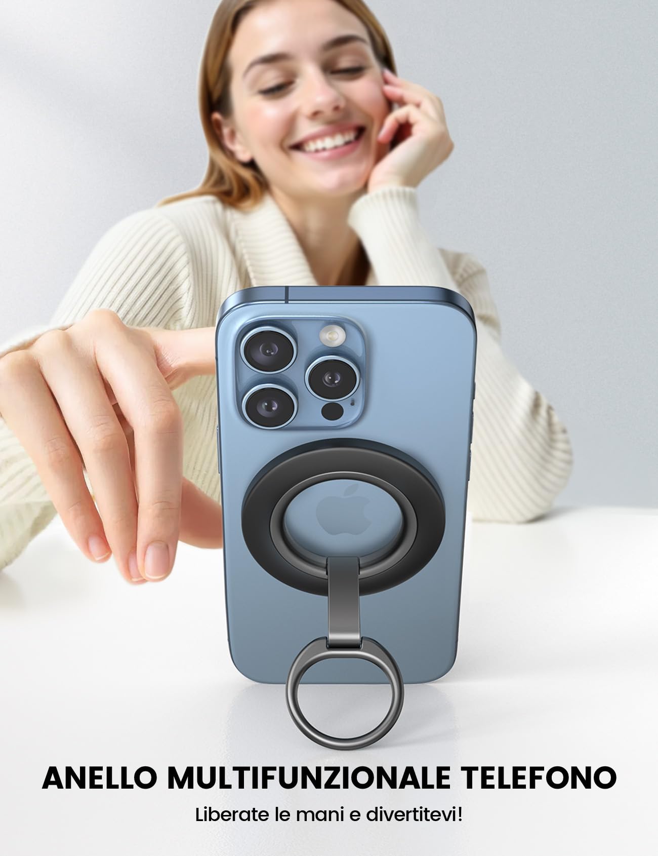 Lamicall Supporto Magnetico Anello Cellulare per MagSafe - 2025 [Doppia Cerniera Migliorata] 360° Rotazione, con Anello Metallico, Portacellulare Magnetico per iPhone 17/16/15/14/13Pro Max, Android