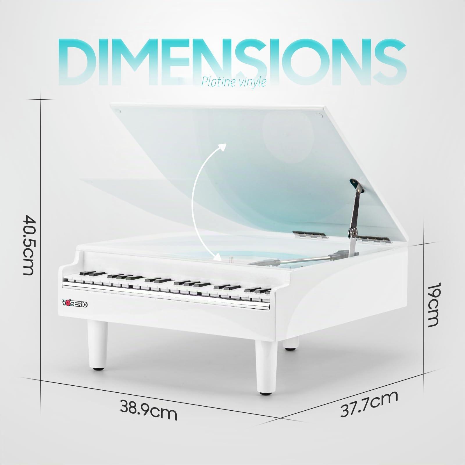 Vosterio Tourne-disque vinyle à 3 vitesses avec haut-parleurs stéréo intégrés, tourne-disque avec fonction de réception Bluetooth et sortie Bluetooth, lecteur USB, vinyle vers MP3, blanc