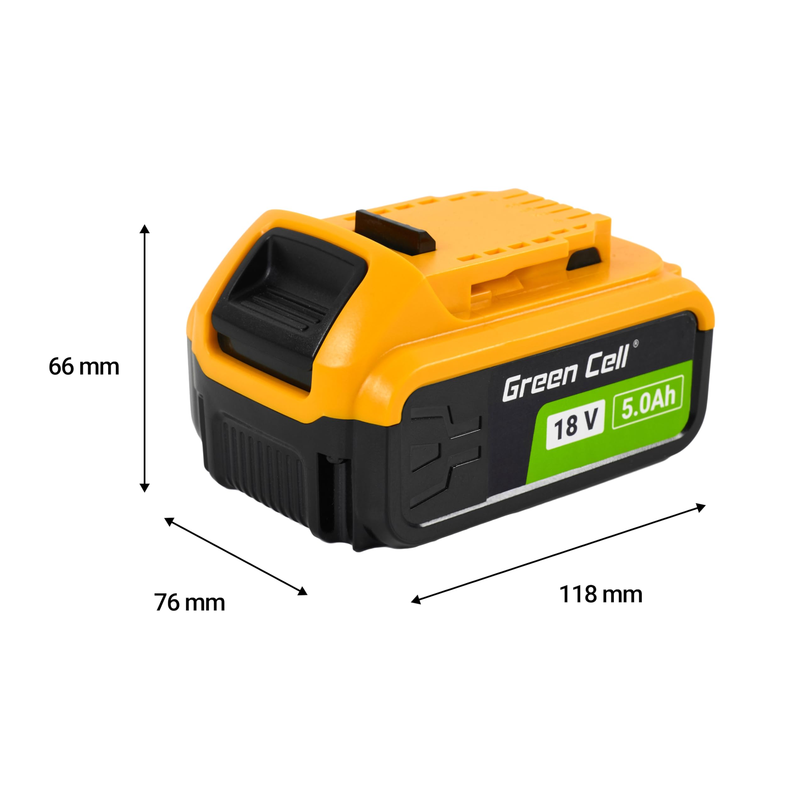 Batería Green Cell 18V 5Ah Li-Ion para Herramientas Eléctricas DeWalt XR — Reemplazo, Eficiente y Fiable DCB182 DCB184, con Indicador de Carga LED