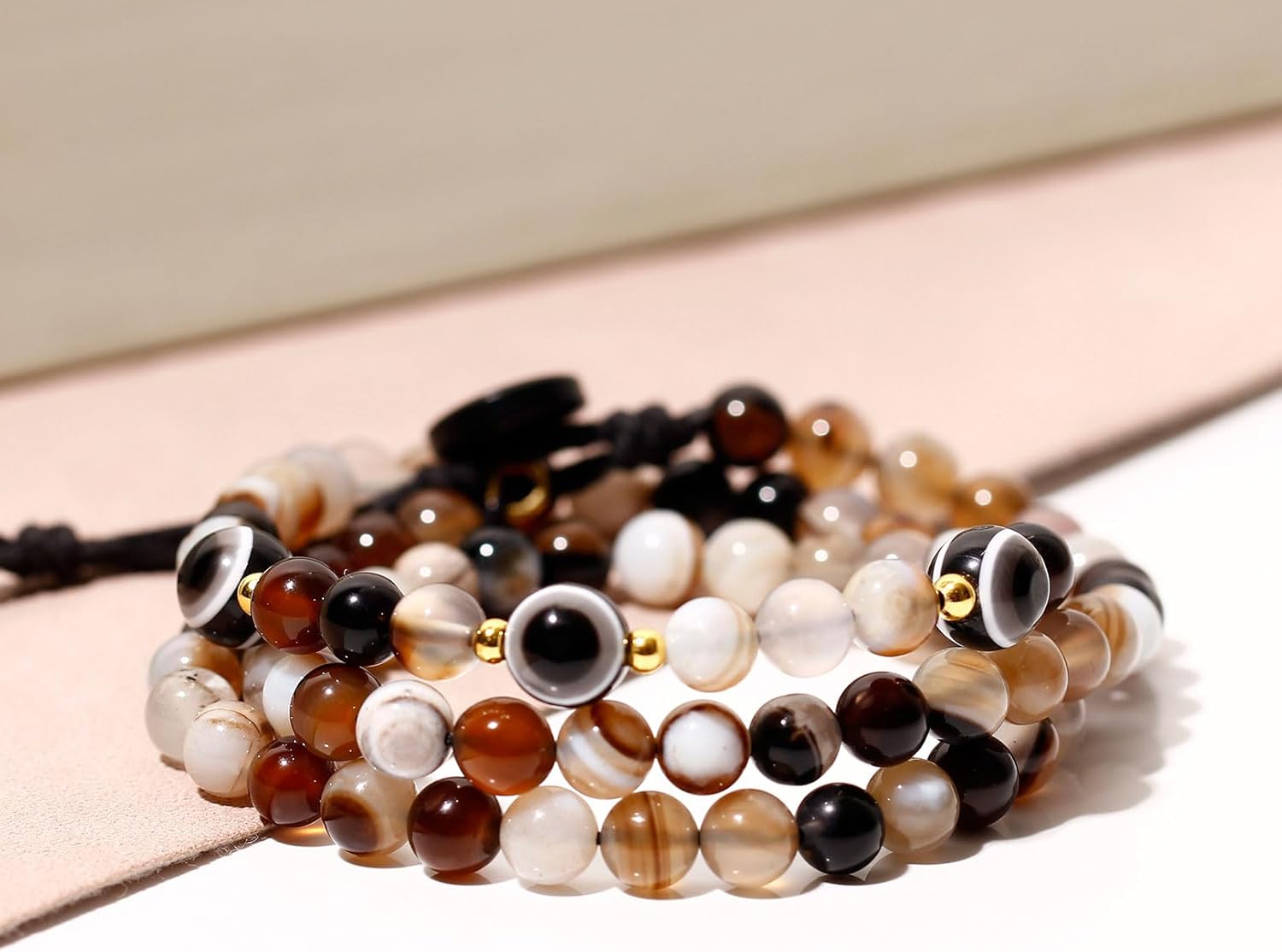 Boho 6mm Sardonyx Beaded Bracelets for Women Good Luck Handmade Evil Eye Bracelets Protection Energy Balance Love Jewelry - Image 3