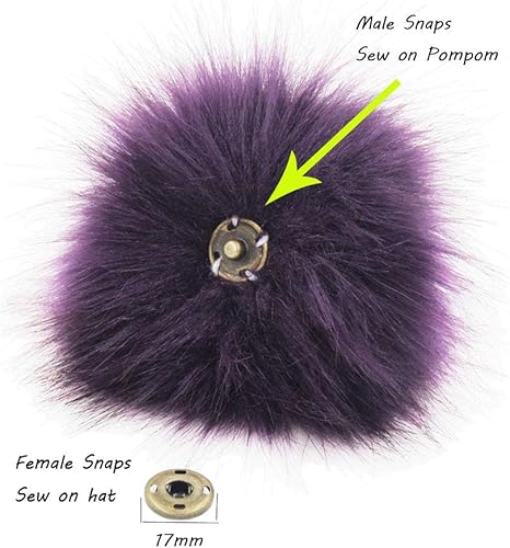 Miniatura 3 de 12 piezas de accesorios para sombreros de tejer, bola de pompón de piel sintética con botón de presión