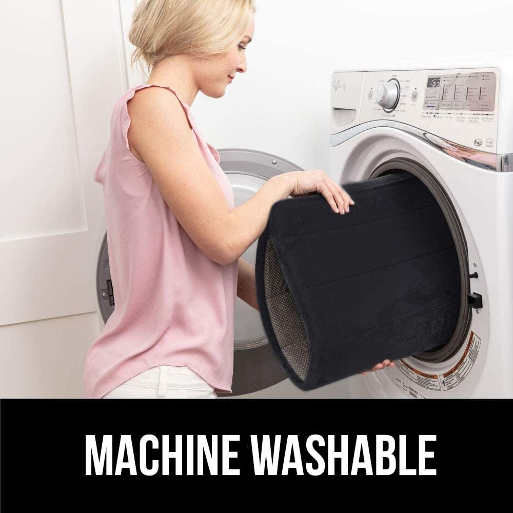 Gorilla Grip Memory Foam Bath Rug Solid and Striped, Solid Bath Rug in Size 30x20 and Striped Memory Foam Bath Rug in Size 24x17, Both in Black, 2 Item Bundle