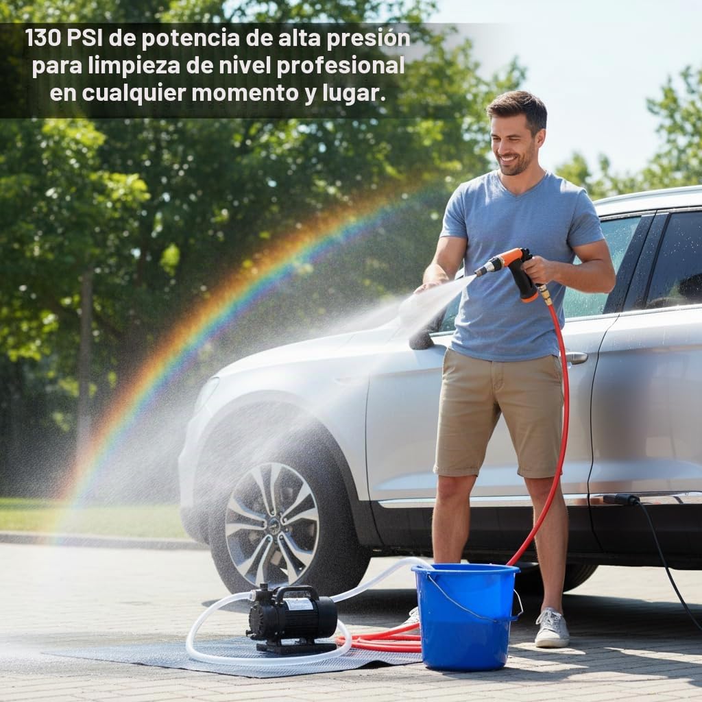 130PSI 12 V alta presión lavadora eléctrica máquina de limpieza bomba de agua pistola de pulverización disparador kit de lavado para coche caravana yate jardín