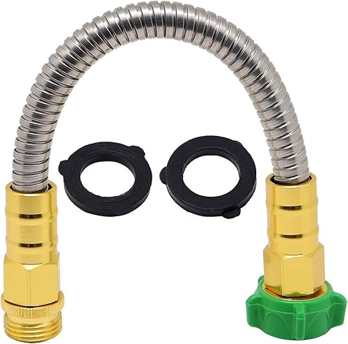 BENLIUDH Manguera de jardín corta, extensión de manguera de agua corta de acero inoxidable 304, conector de metal macho a hembra, manguera de agua