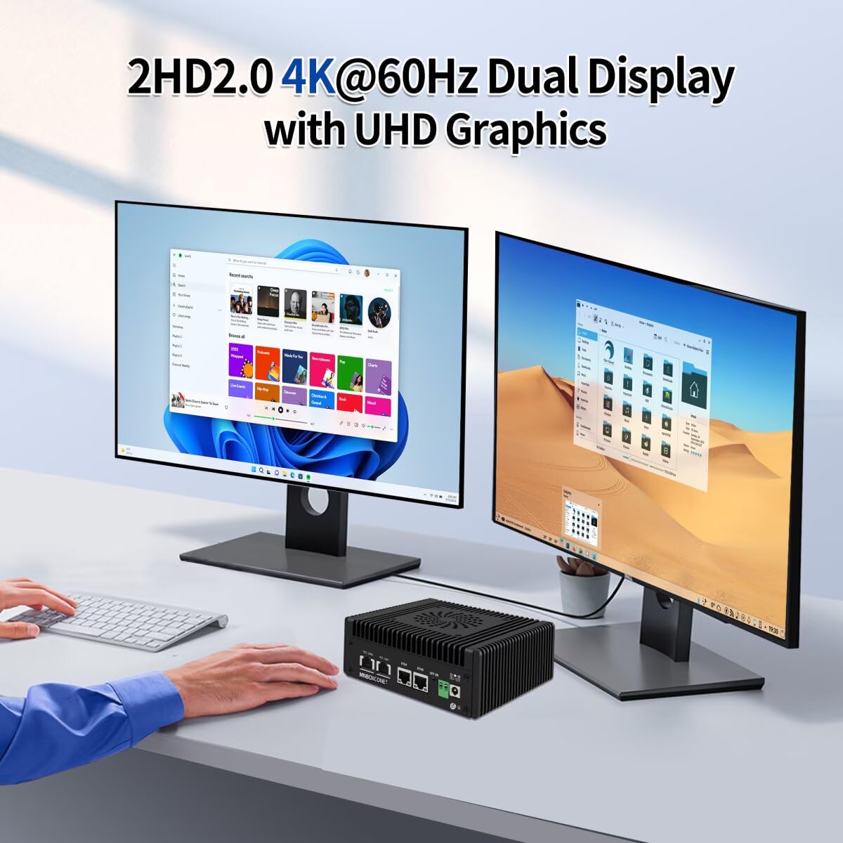 S7 Mini PC N150 2x10gbe RJ45, Firewall Appliance Micro Büro Hardware, DDR5 8GB RAM 128GB SSD, 2xi226V 2.5Gbit LAN, USB C, TF Card Slot, SPK/MIC, Unterstützung Router OS