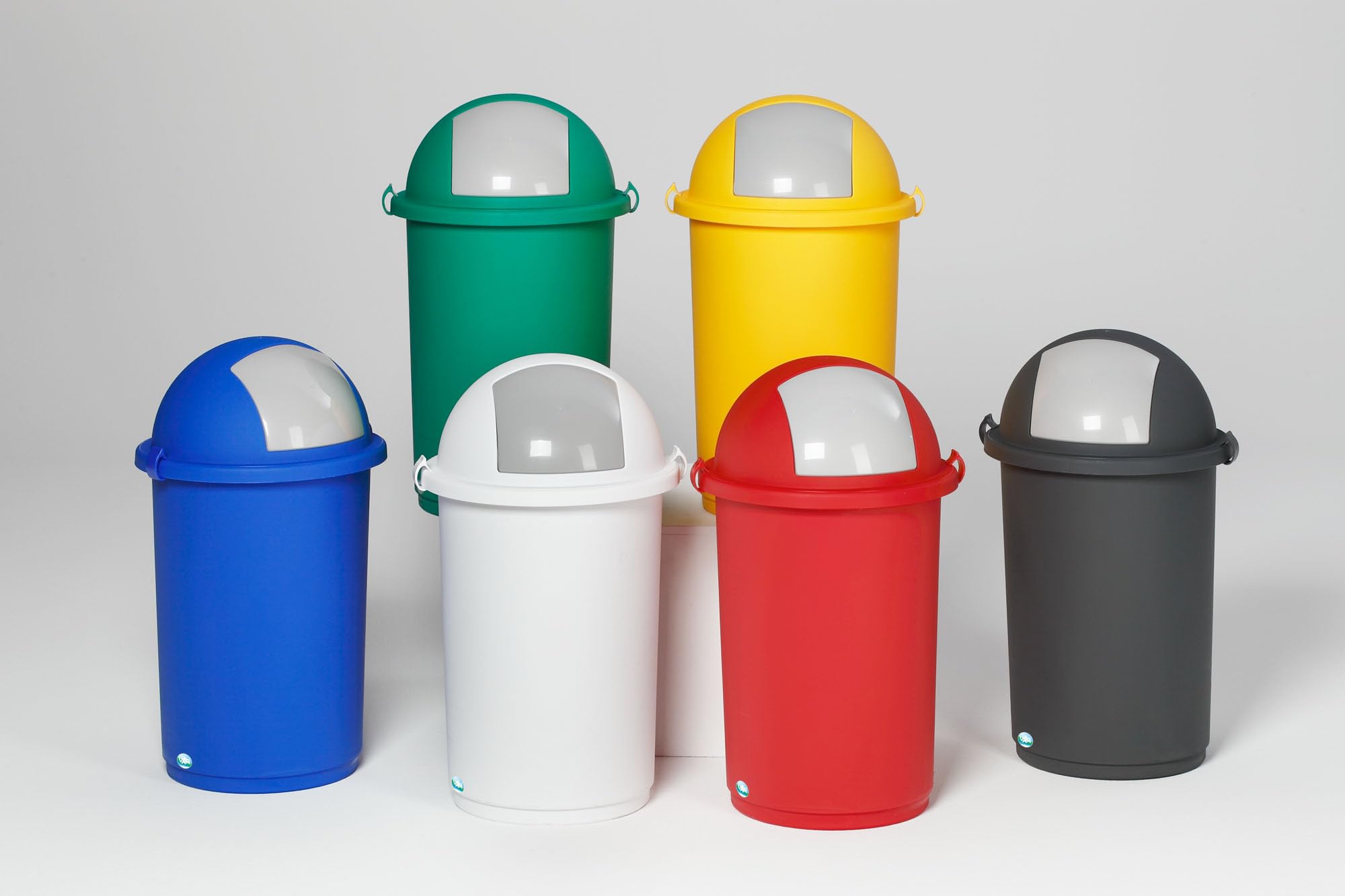 PROREGAL Robuster Abfallbehälter mit Einwurfklappe | 50 Liter, HxBxT 76x41x41cm | Kunststoff | Rot | Mülleimer Abfalleimer Müllkorb