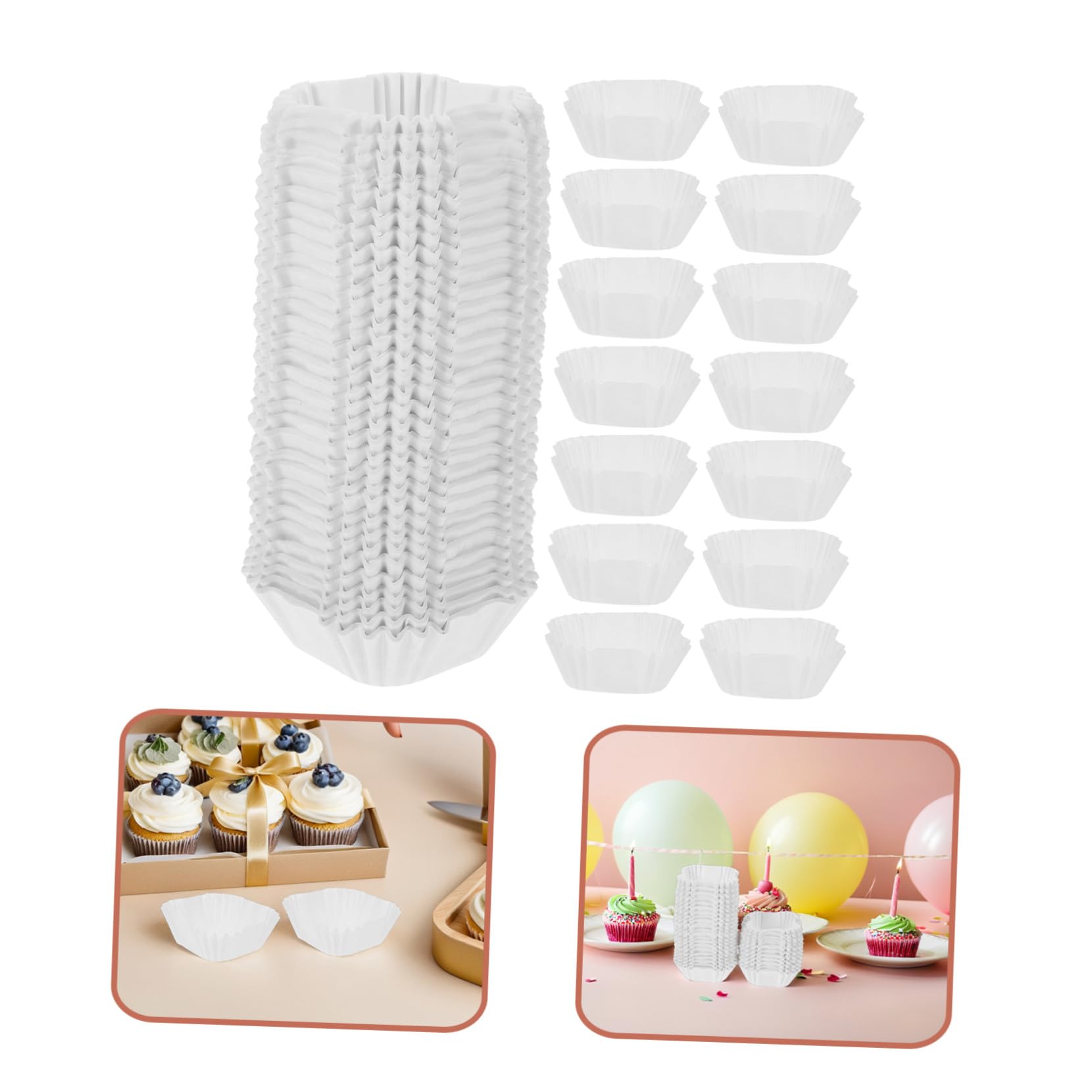 Capacillos de Papel Cuadrados para Cupcakes 3000 Piezas Blanco | Pasta de Pulpa de Madera, Resistencia al Calor y Liberación Fácil, Uso en Pastelería y Baby Shower