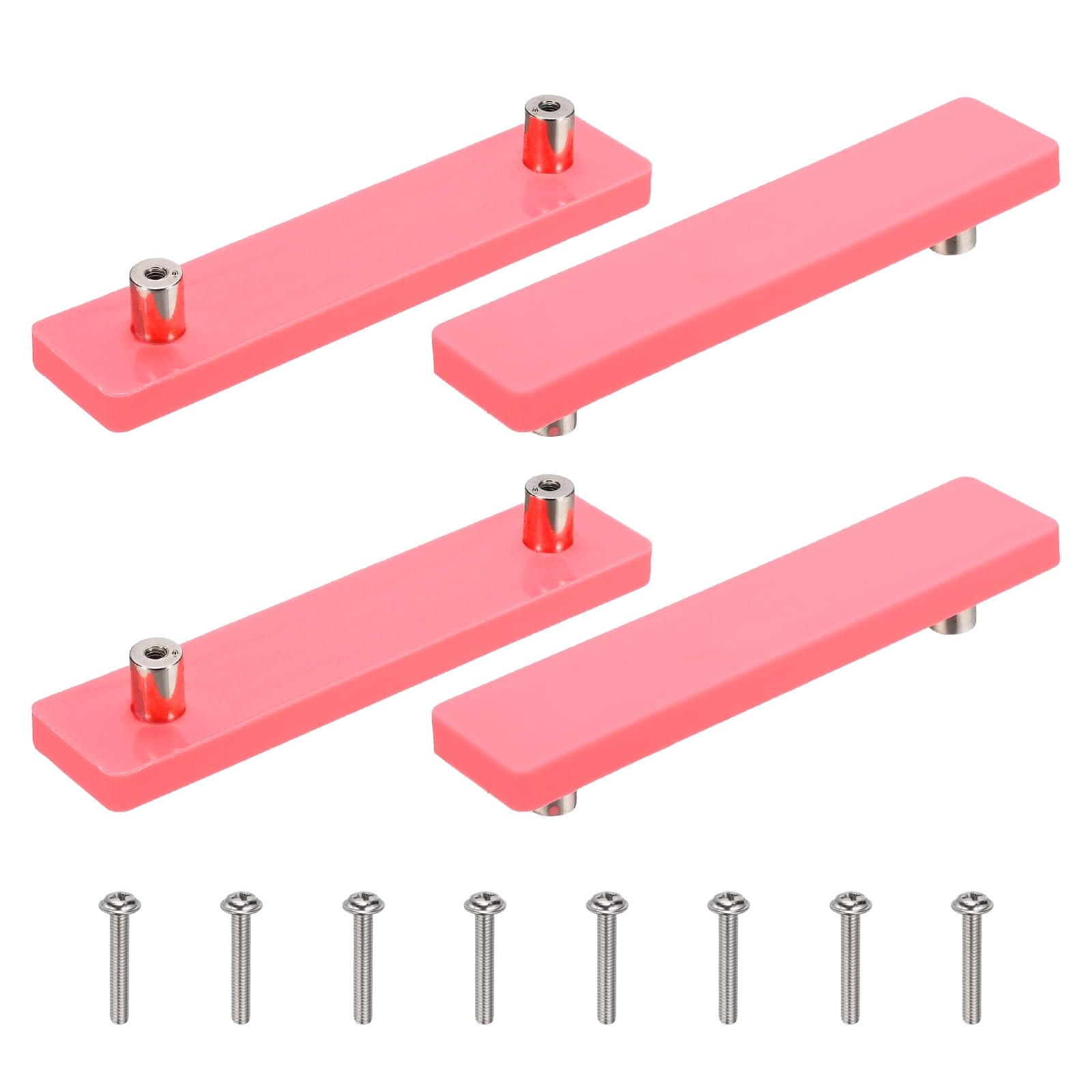 sourcing map 4 Pcs Cabinet Knobs, Rectangle Soft Silicon Cabinet Handle Double Hole Drawer Pulls with Screws Cartoon Dresser Knob for Decoration Bedroom Wardrobe Dresser Drawer Nursery, Pink