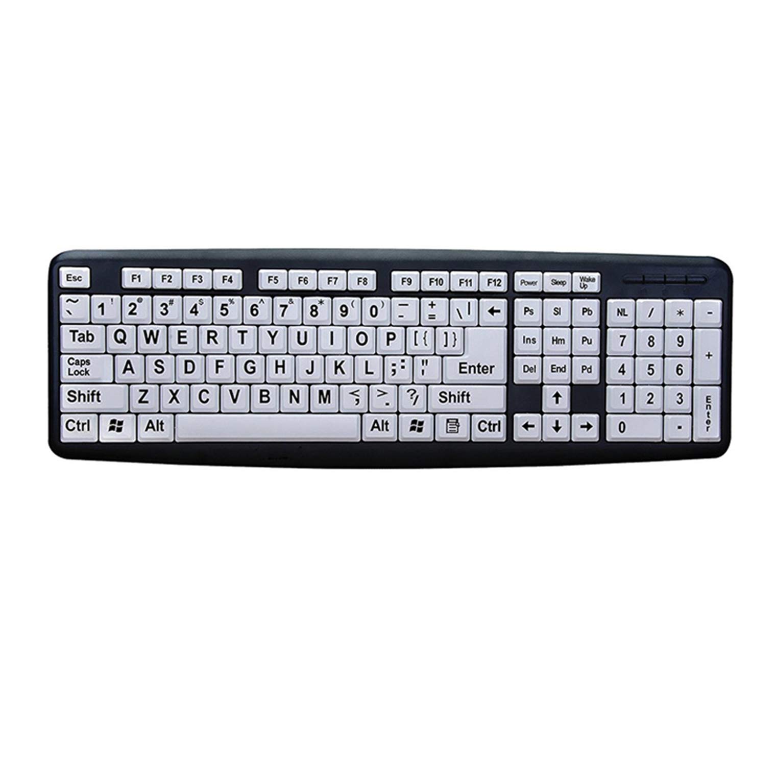 Large Print Computer Keyboard, USB Visually Impaired Keyboard with Oversized Print Letters, High Contrast Black And White Keys Makes Typing Easy | Perfect for Seniors And Those Just Learning To Type