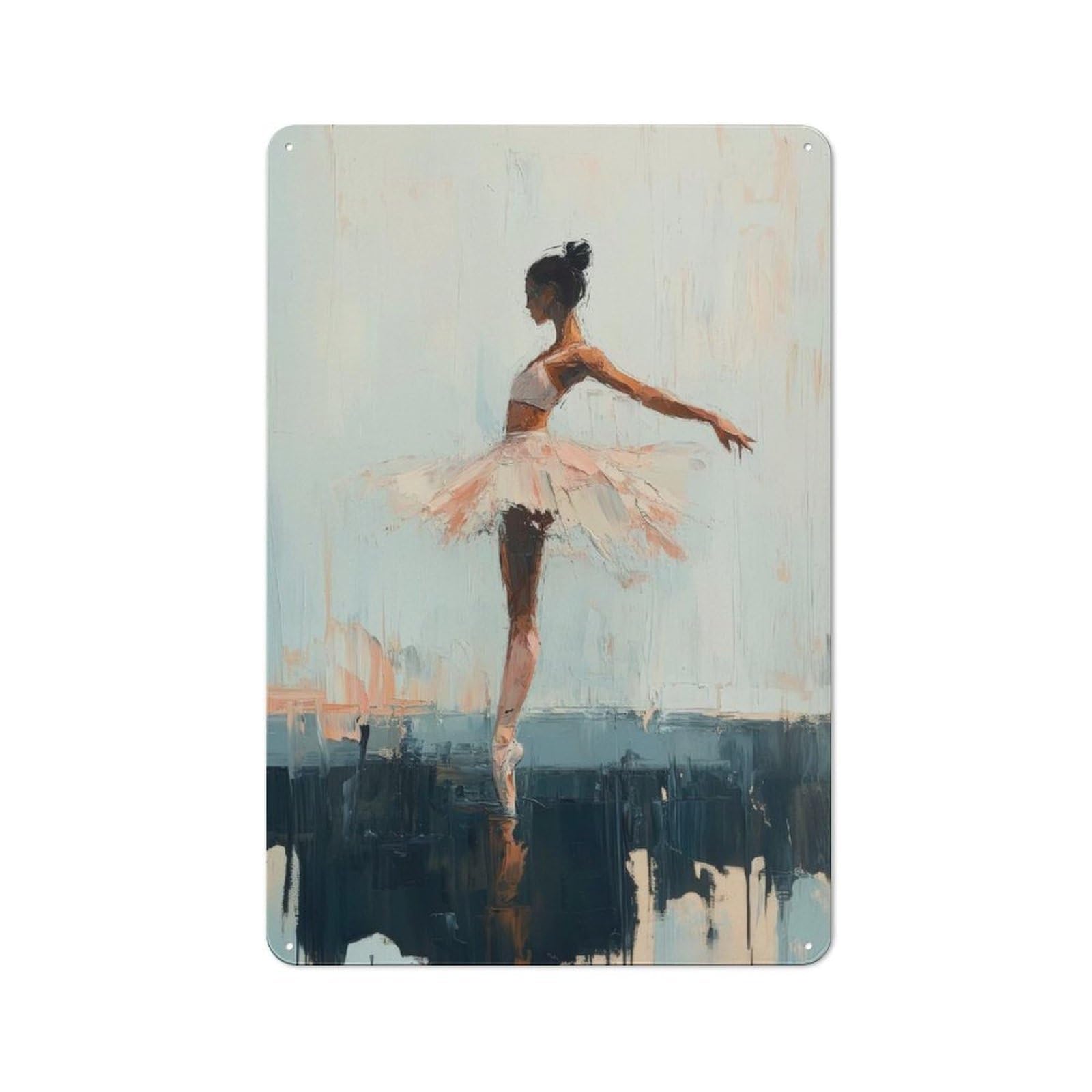 Junmoney Ballet Dancer In Pink Tutu Abstract Ballerin For Kitchen Or Home Bar, A Wall Art Retro-Style Metal Sign 30X20cm, For Cooler-Month Interiors With Retro Character