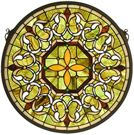 Stained Glass Tiffany Style Fleuring Medallion Window Panel