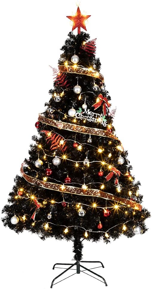 OMAZOOM 6ft 1600 Branches PVC Christmas Tree Black