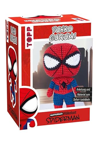 TOPP Funkogurumi Spiderman. Das inofizielle Häkelset: Anleitung, Garn in 4 Farben (63% Baumwolle, 37% Polyacryl), Füllwatte, Stickgarn, Häkelnadel 2,5 mm, Sicherheitsaugen, Maschenmarkierer