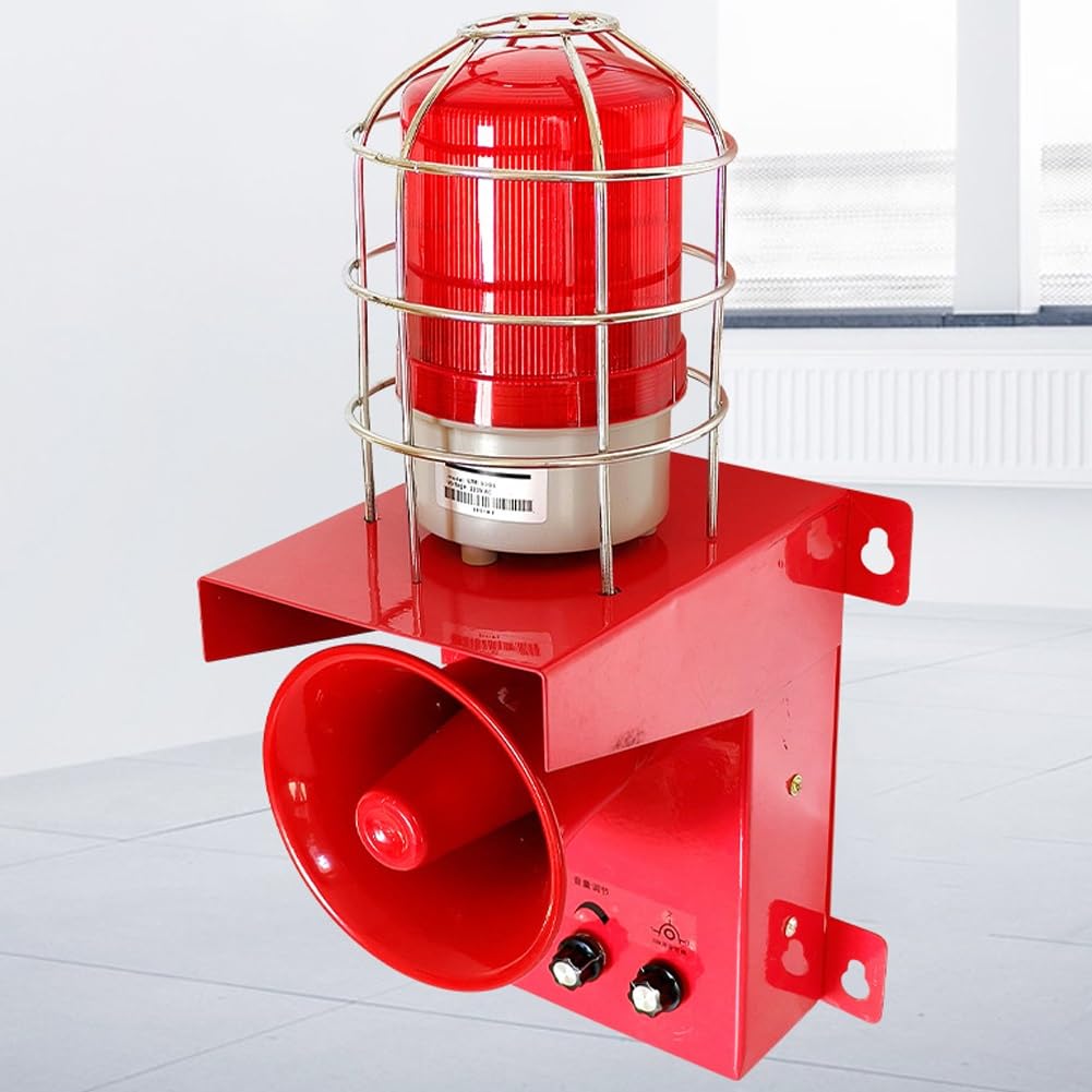 Wandmontierte industrielle Sirene Alarm, Sicherheitshorn Strobe Blitzalarm, 130DB Lautstärke Einstellbarer industrieller Schalllichtalarm