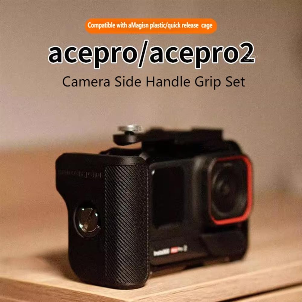 Kit Poignée Latérale Insta360 Ace Pro 2 - Cage Caméra Métal Anti-Chute Avec Bouton Obturateur Et Griffe Froide