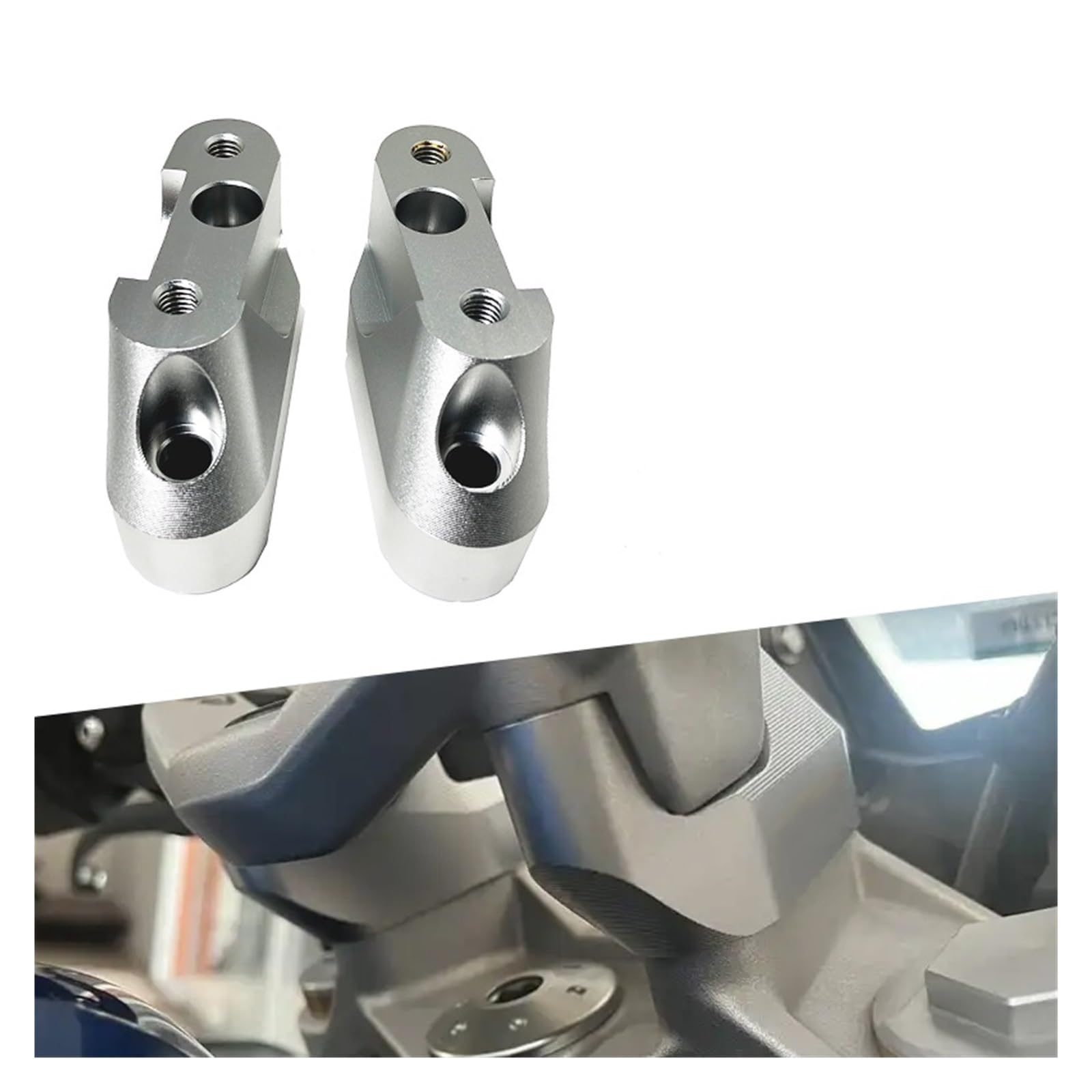 Pasuje Do Zestawu Wsporników Podwyższających Kierownicę Motocykla Pasuje do BMW R1200RS R1250RS Zacisk Wspornika Kierownicy Riser zacisk Adapter(Silver)