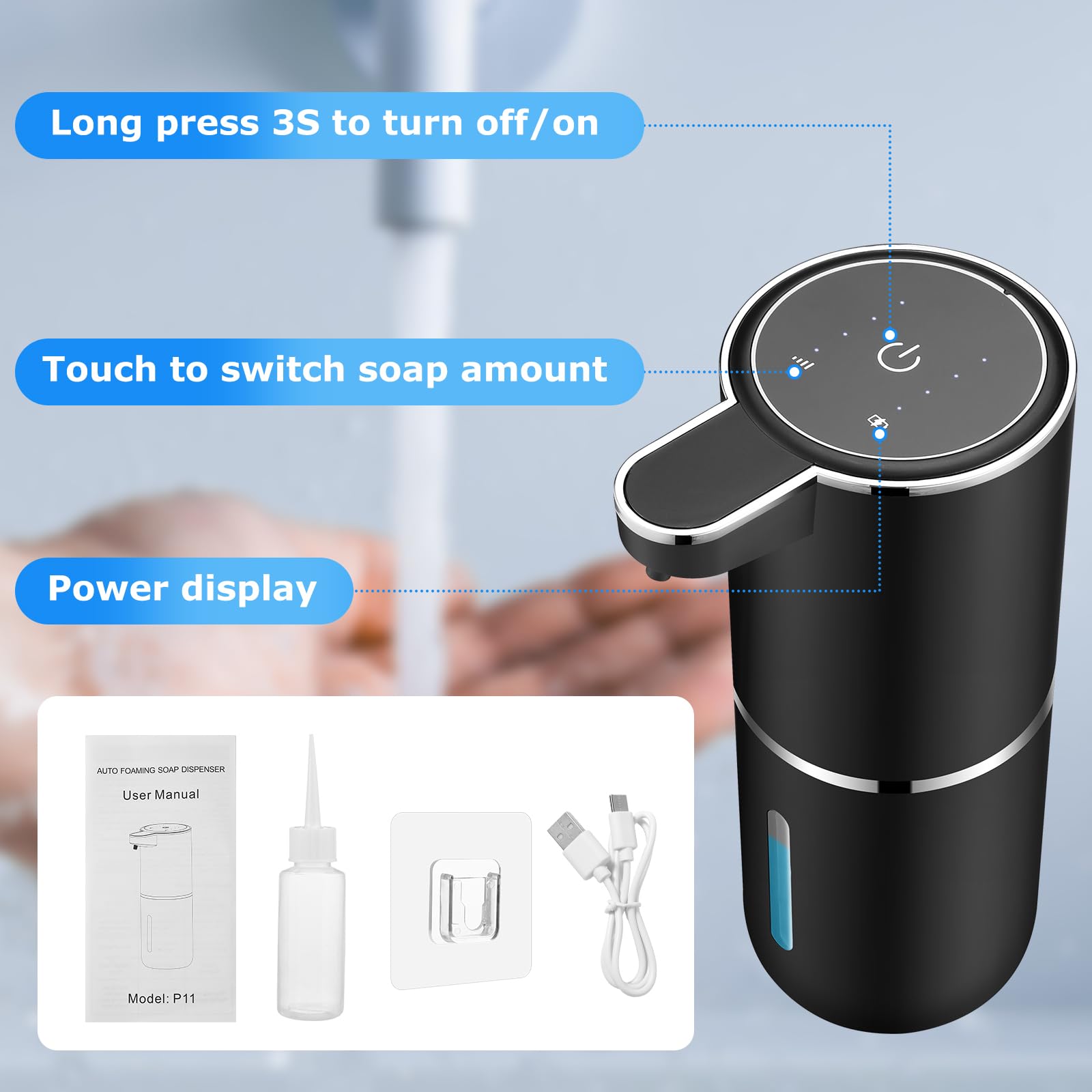 Snapklik.com : 2 Pack Automatic Soap Dispensers,134oz/380ml USB ...