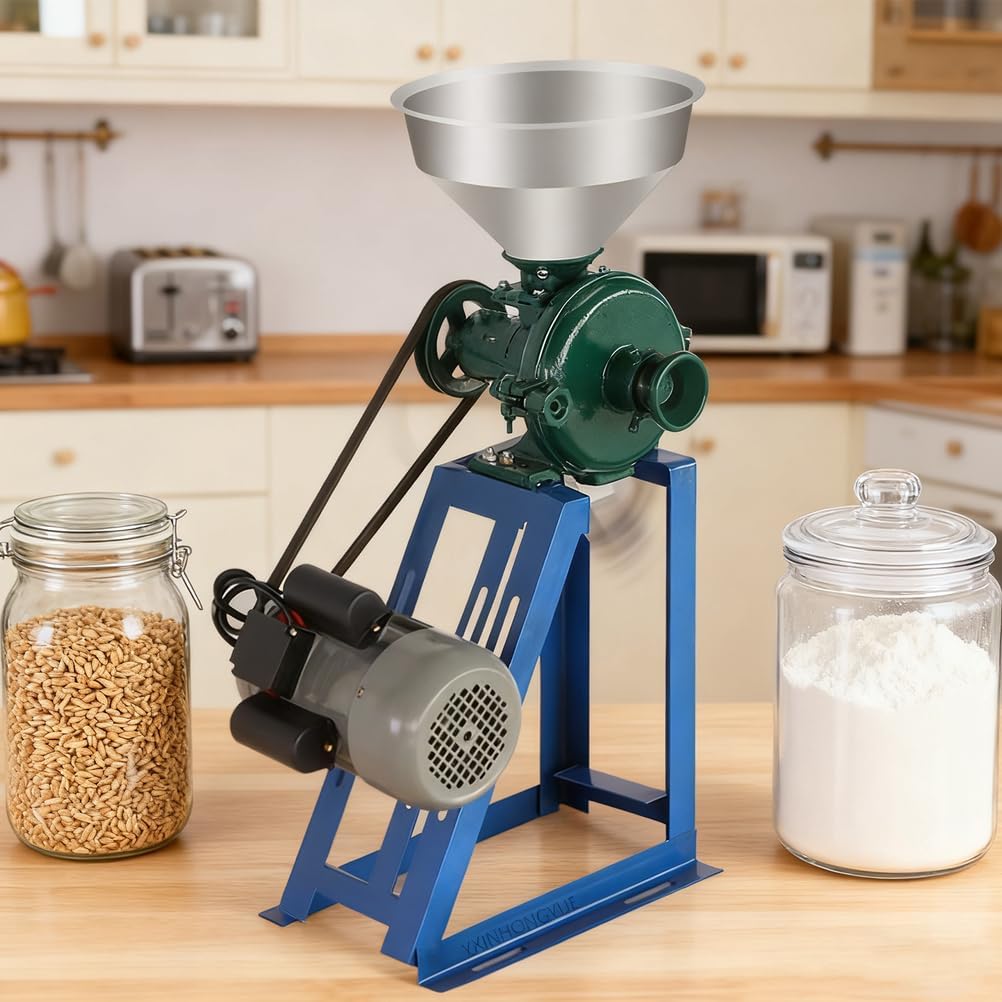 Wet And Dry Use Heavy Duty Corn Grinder, 1500W 75 Kg/H High-Speed Grain Soybean Grinder Machine with Large Hopper for Household, Small Business​
