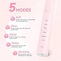 Vista 2 de PERECT - Cepillo de dientes eléctrico ultrasónico con 6 cabezales de cepillado, cepillo de dientes eléctrico de 5 modos, cepillo de dientes