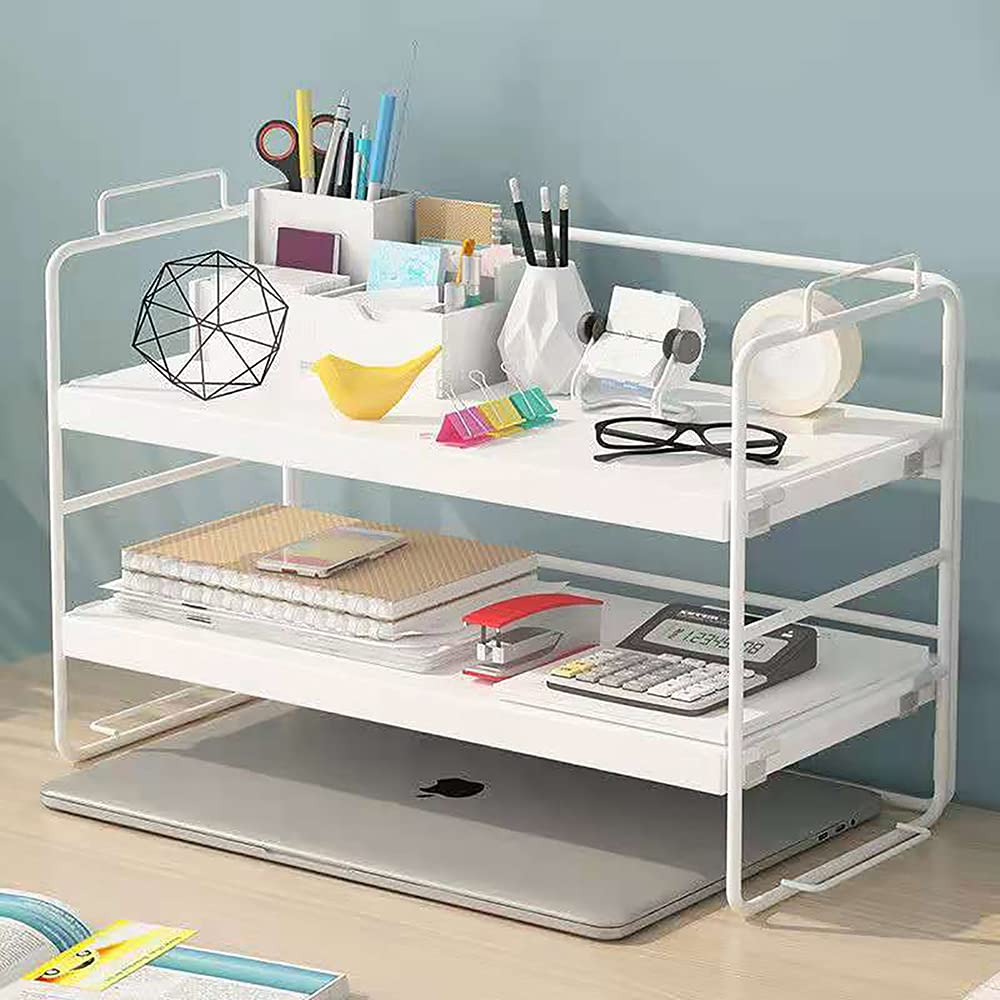 2 Tier Bookcase Storage organizer Freestanding Rack Industrial Bookshelf Narrow Modern Wood Bookcase Small Storage Shelf Unit with Metal Frame for Home Bedroom Office Dorm