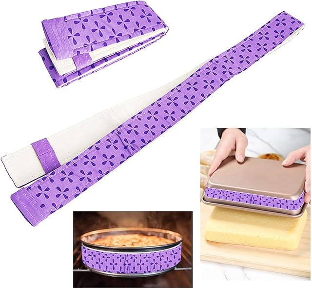 YAANBUNB 2 Pcs Bake Even Cake Strips Cake Pan Dampen Strips Adjustable Cake Pan Strips Absorbent Baking Belt Thick Cotton Cake Bands Cake Pan Wraps Set to Prevent Doming, Cracking and Uneven Baking