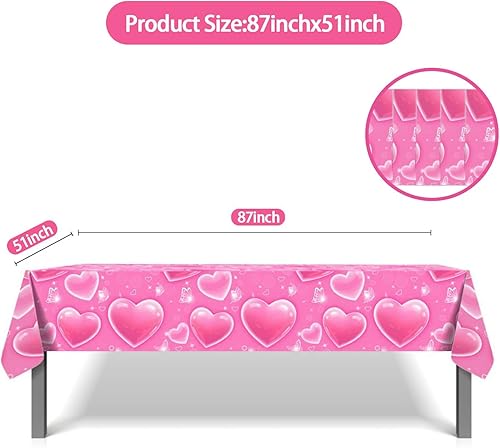 Miniatura 2 de 5 manteles de corazón rosa para principios de los años 2000, decoración de mesa de fiesta cholo, suministros de fiesta de cumpleaños en casa (51 x