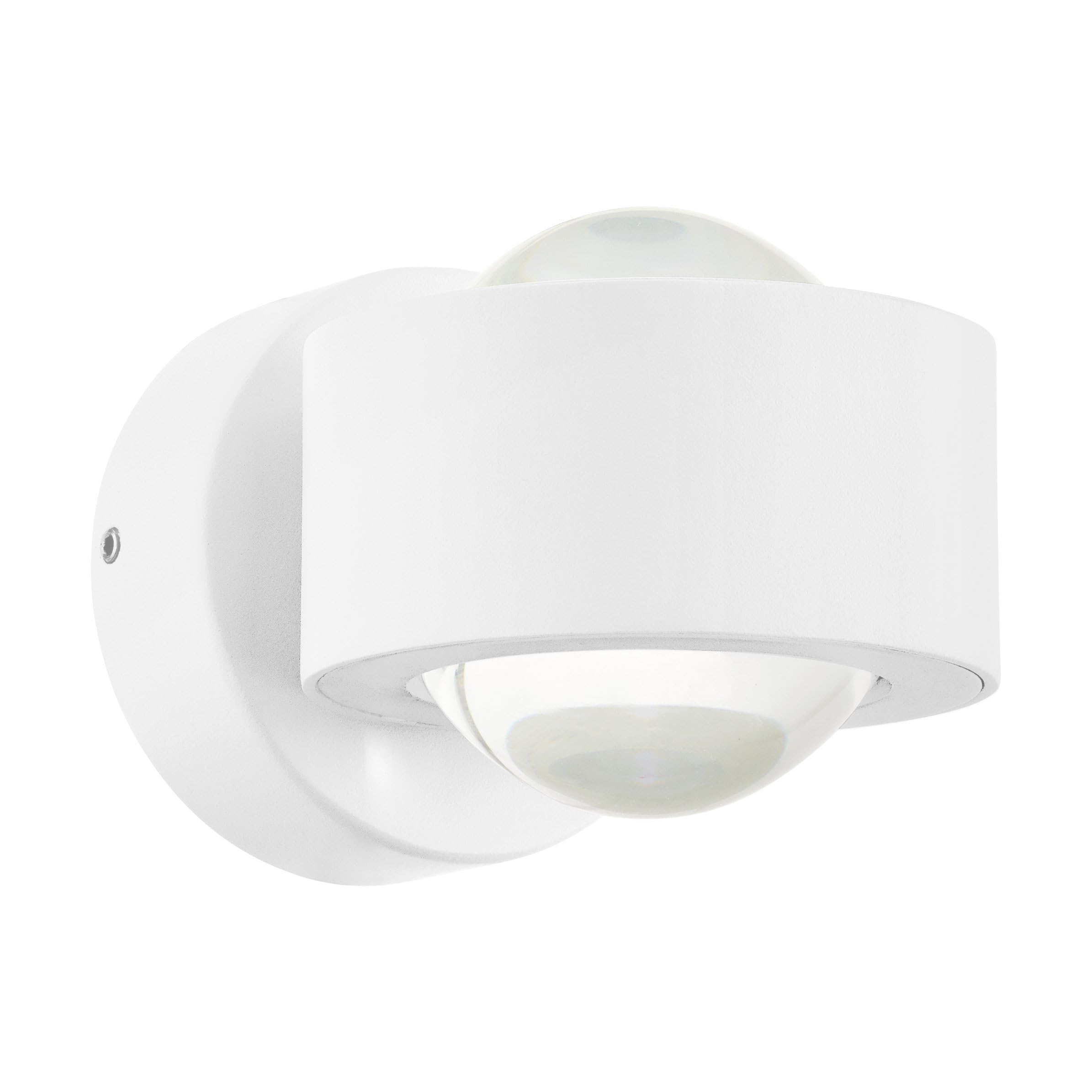 EGLO LED Wandlampe Ono 2, 2 flammige Wandleuchte Up and Down Light | Wandstrahler innen aus Aluminium und Kunststoff, Wohnzimmerlampe in Weiß, Klar, LED Flurlampe, warmweiß