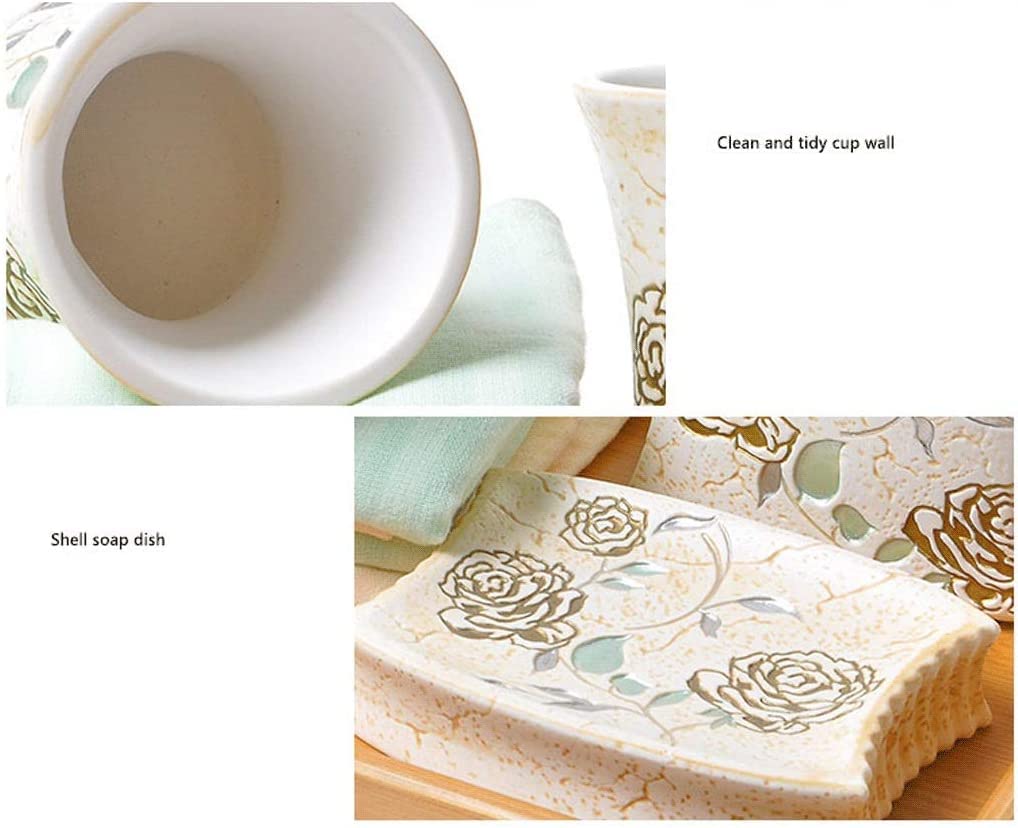 Badezimmer Set Badezimmer-Zubehör-Set Badezimmer-Set Seifenspender Zahnbürstenhalter Seifenschale Dekoration Organizer(6-piece)
