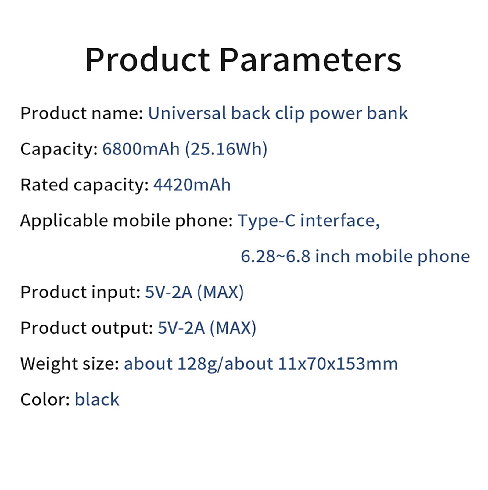 Ellenne Funda Universal de Batería Inteligente, 4220mAh Conector USB-C, Funda de Batería Recargable Power Bank, Compatible con XIAOMI, SAMSUNG, OPPO, HUAWEI hasta 6.8 Pulgadas