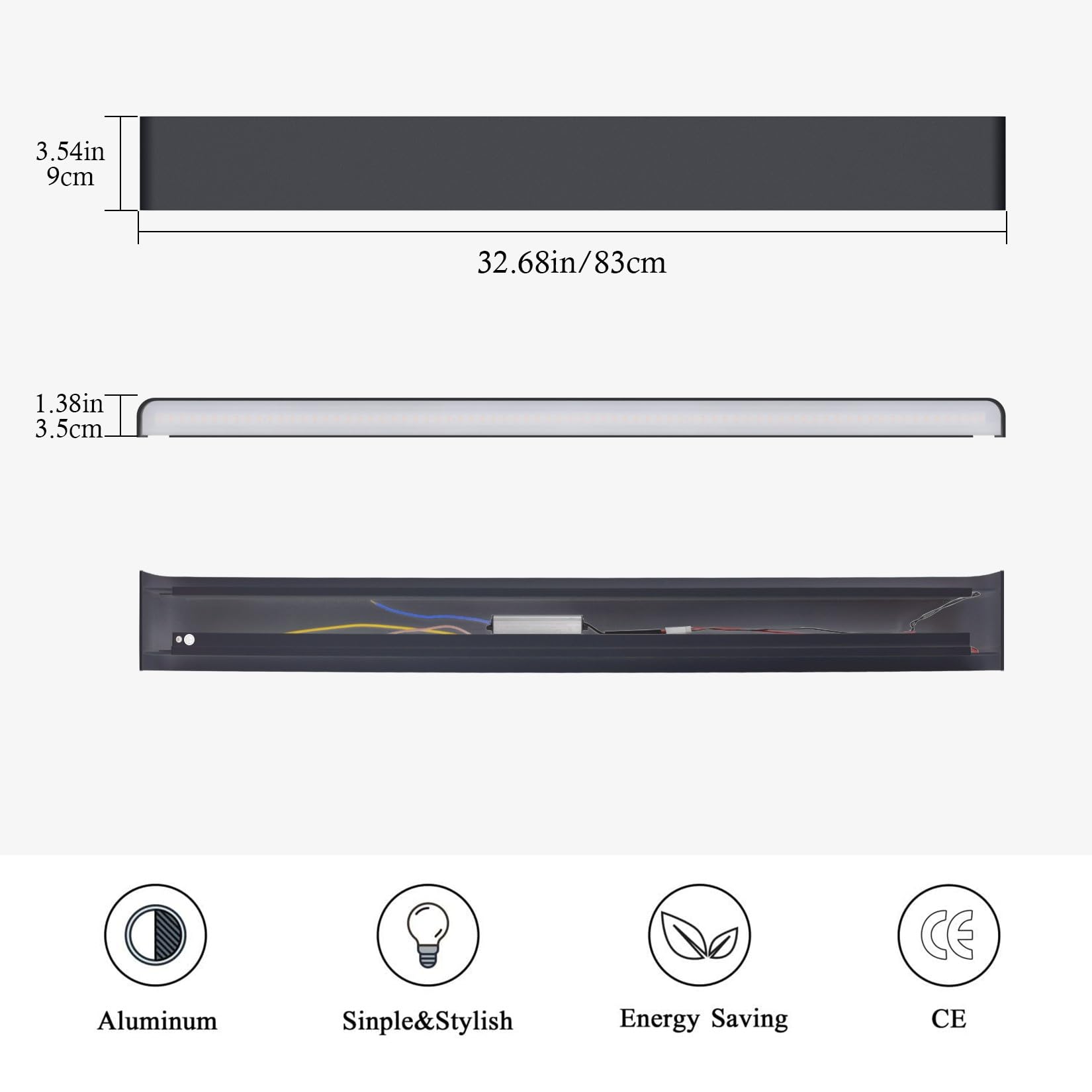 Klighten Lámparas de Pared Led 83CM, 30W Aplique de Parete Interior Arriba Abajo Moderna, Aplique Pared para Salas, Escalera, Dormitorios, Pasillos, Blanco Cálido 3000K, Antracita