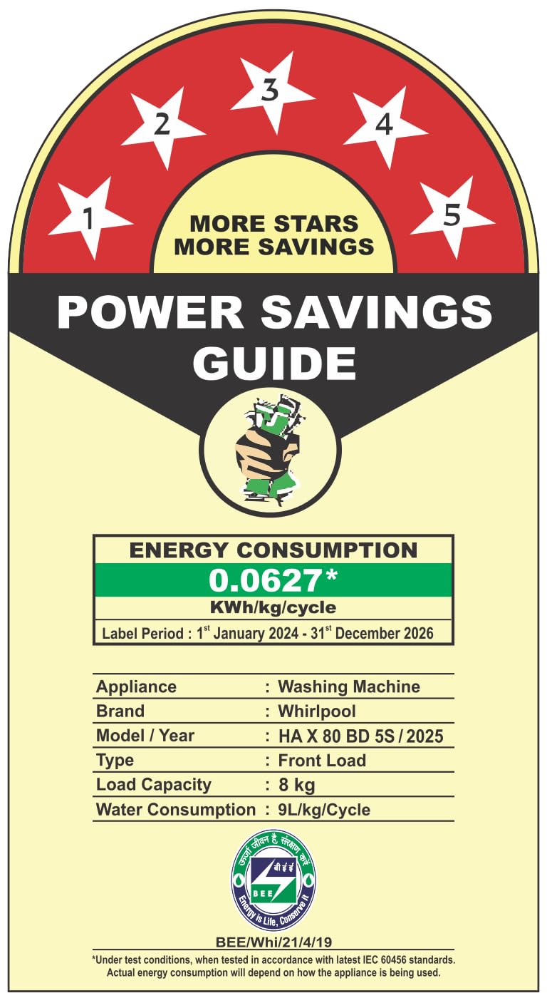 Whirlpool 8 Kg 5 Star Inverter Supreme Care Front Load Fully Automatic Washing Machine with In-Built Heater (XS8014BWME, MidNight Grey, Steam Technology, 100+ Tough Stains, 6th Sense Soft Move) 20 611GSsOtHeL. SL1393