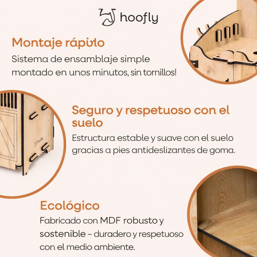 Hobby Horse Establo – Accesorio práctico con Puertas, Almacenamiento y Ganchos/Establo de Madera para 2 Caballos de Palo/Soporte Fuerte para 2 Hobby Horses