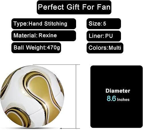 Miniatura 2 de Copa del Mundo 2006 - Réplica del balón de fútbol de 2006, icónica pelota de partido de Alemania, edición dorada, perfecta para entrenar, jugar y un