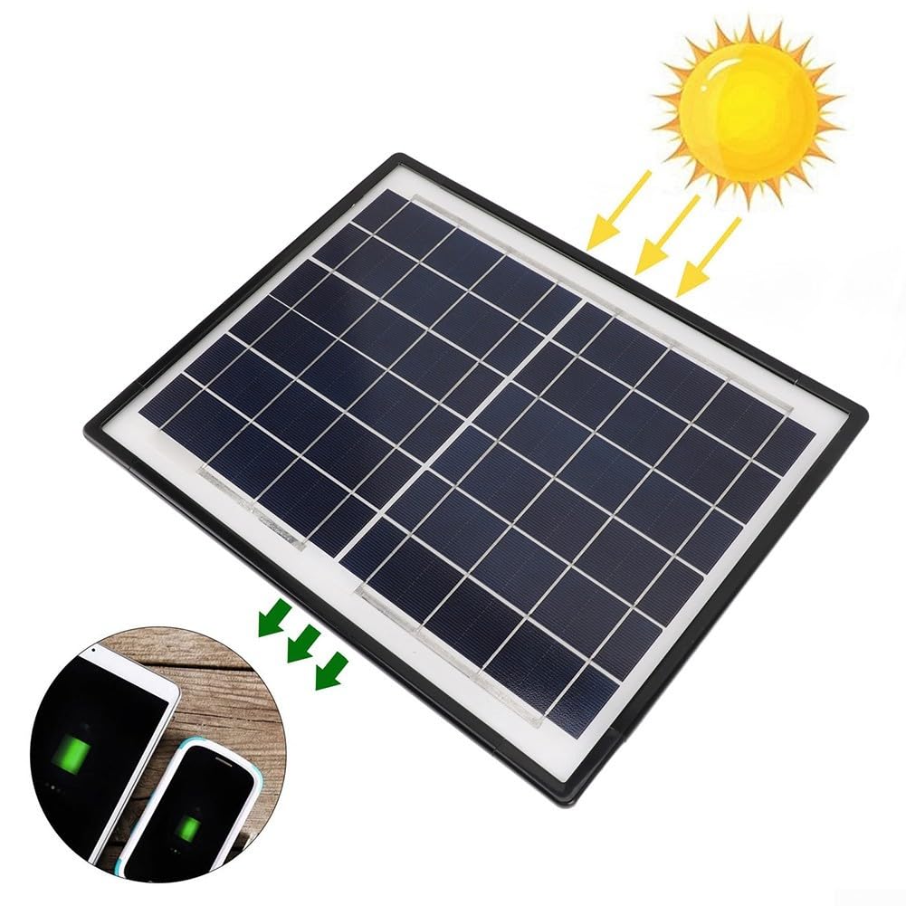 Pannello solare monocristallino da 20 W 6 V con doppia porta USB e DC per camper, barca, ricarica batteria moto