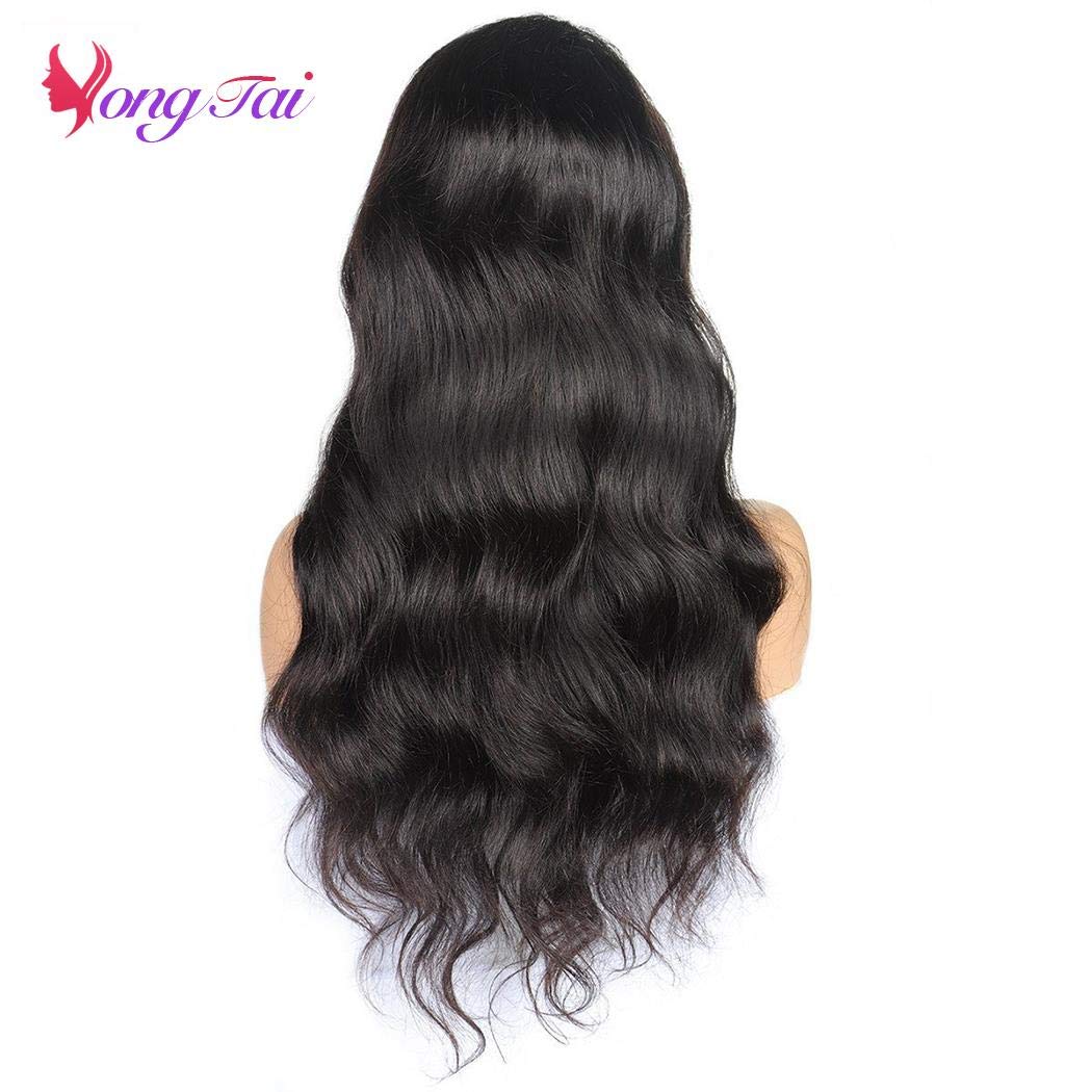Body Wave Transparent T Part Lace Front Wigs Glueless Brazilian Virgin Human Hair Wigs 150% Density 13x6 Middle Part Lace Frontal Wigs for Black Women Natural Color 20 Inch