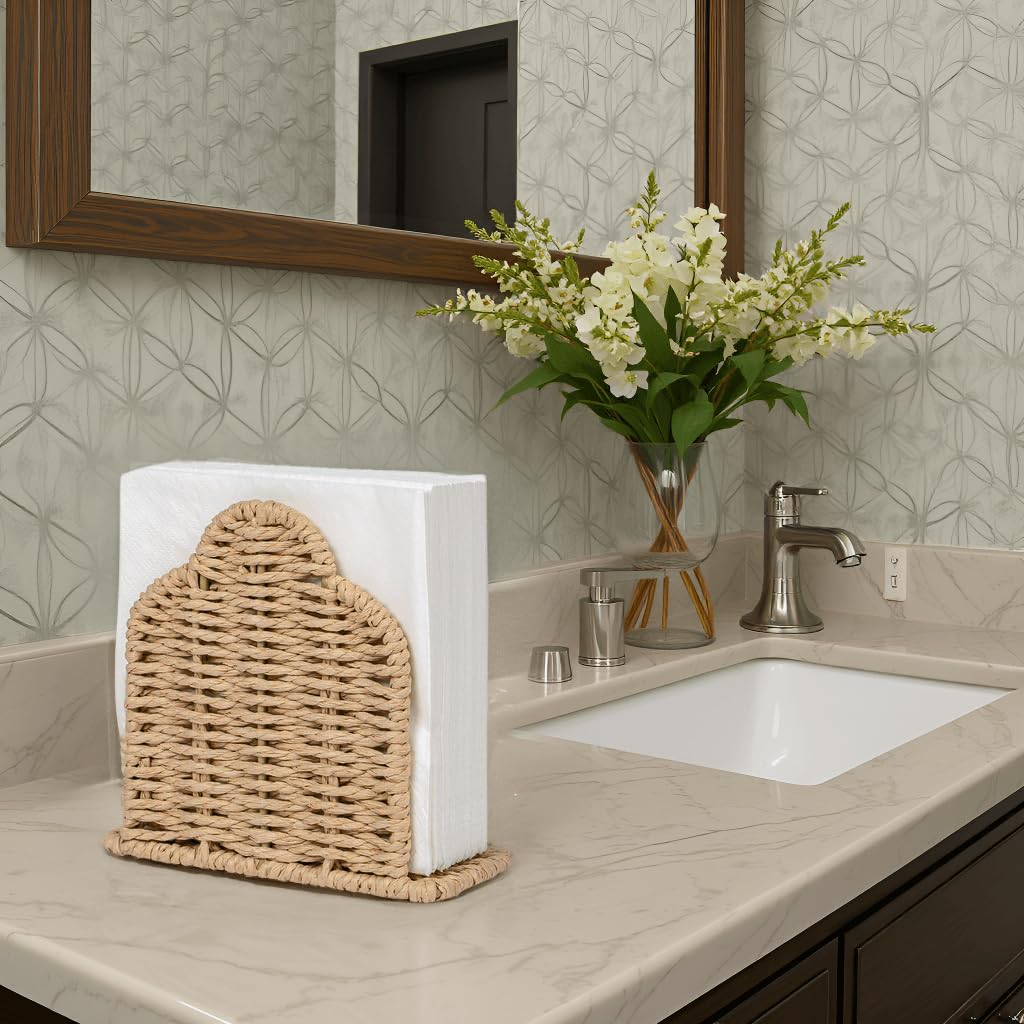 CubesLand Servilletero con borde festoneado para decoración de mesa, hogar, granja, dispensador de servilletas de cuerda de papel para comedor, cocina, servilletero de cóctel para fiestas en