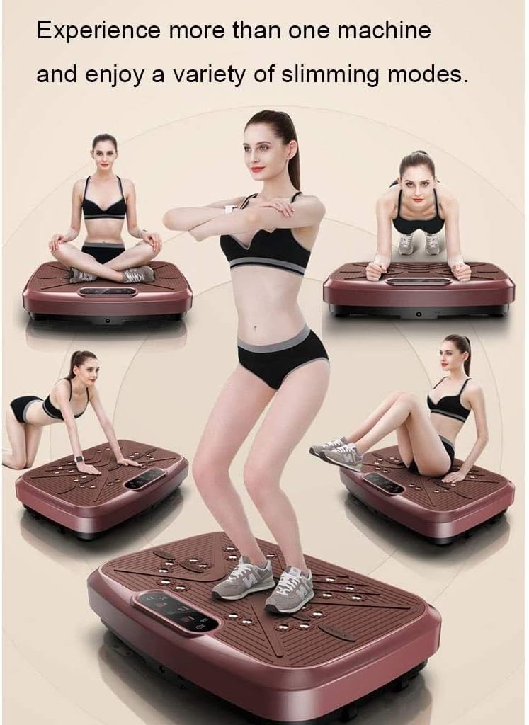 Vibration Platform Machine, Vibration Board, Home Gym Whole Body Shaker Exercise Machine Workout Trainer Fast Weight Loss, Max User Weight 440lbs (Brown)