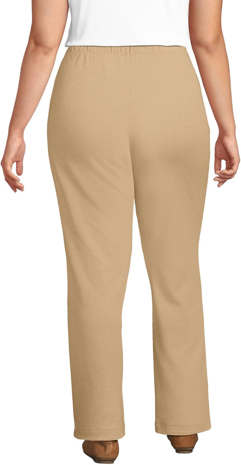 Lands' End Women's Relaxed Fit Sport Knit High Rise Pants - Soft Cotton Pull-On with Elastic Waist - Image 2