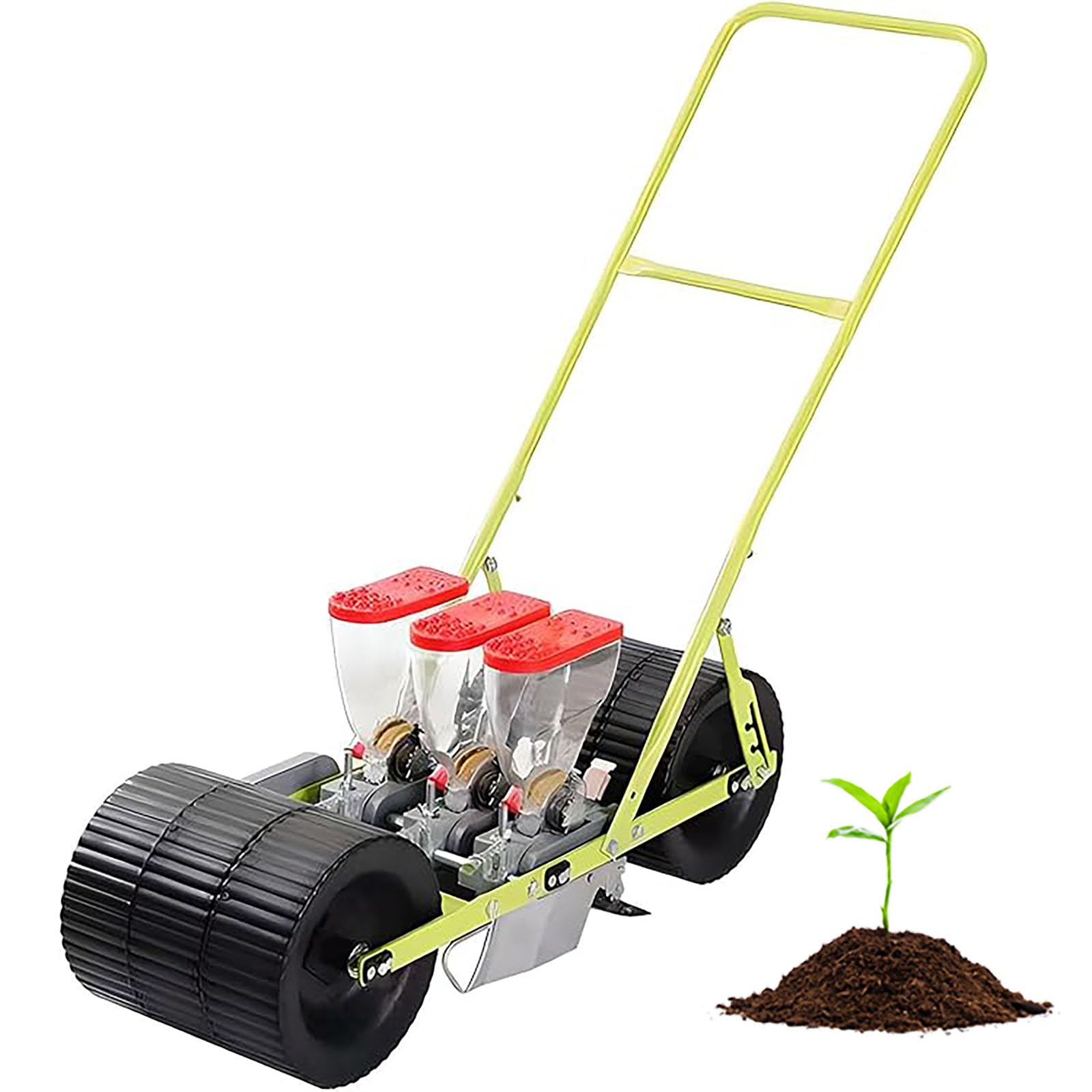 Seminatrice manuale per ortaggi, piantatrice da giardino a spinta manuale con spaziatura e profondità regolabili, strumento portatile per seminatrici da giardino per piantagioni agricole domestiche e