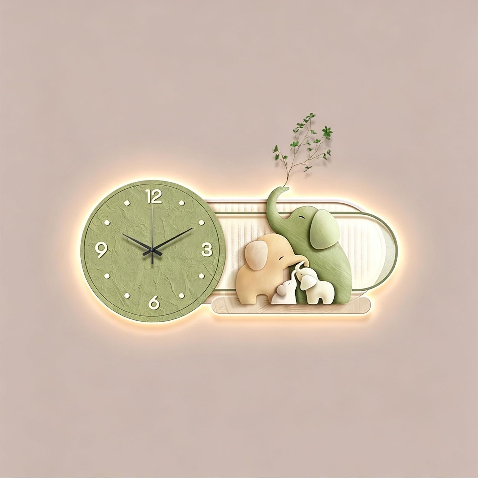 LED Wall Art Clock,3D plug in Decorative Silent Wall Clock,Hanging Painting