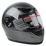 TCMT Adult Carbon Fiber Black Full Face Motorcycle Helmet DOT M