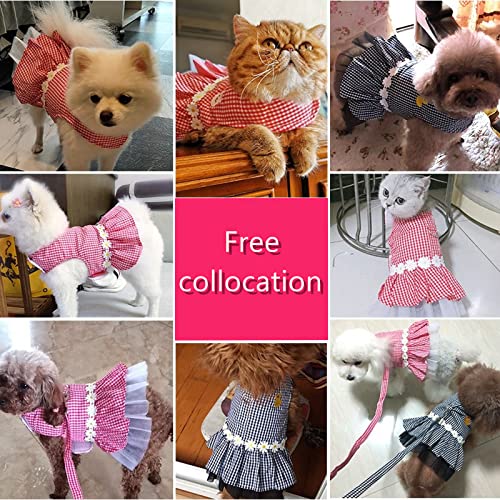 Small Dog Dress With Leash Set Adjustable Dog Harness Dress With D Ring Breathable Walk Doggie Outfits For Puppy Girl And Cat (S,Pink) #TOP7