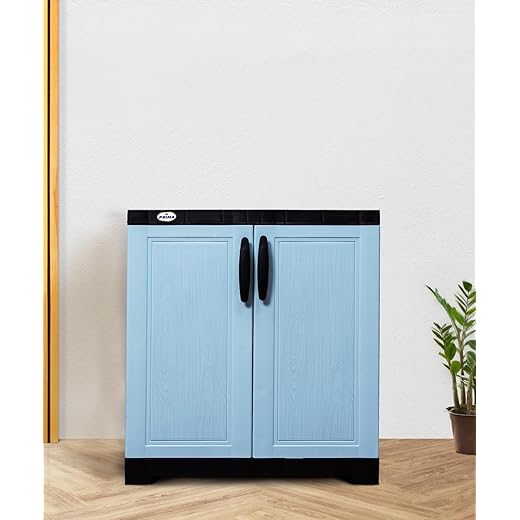 Prima Viva-1 Plastic Storage Cabinet (Small H 63 x W 59 x D 35.5 cm) | 2 Compartments Multipurpose Organizer for Home & Office | Strong, Stylish & Spacious Cupboard for Clothes & Essentials