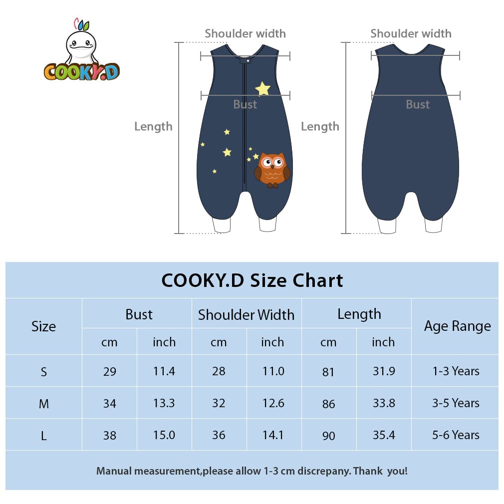 Gigoteuses Bébé Fille Garçon avec des Pieds Hiver Automne Pyjama, Bleu Foncé, 1-3 Ans,Small | Fermeture éclair durable, facile à changer, imprimé animal de dessin animé