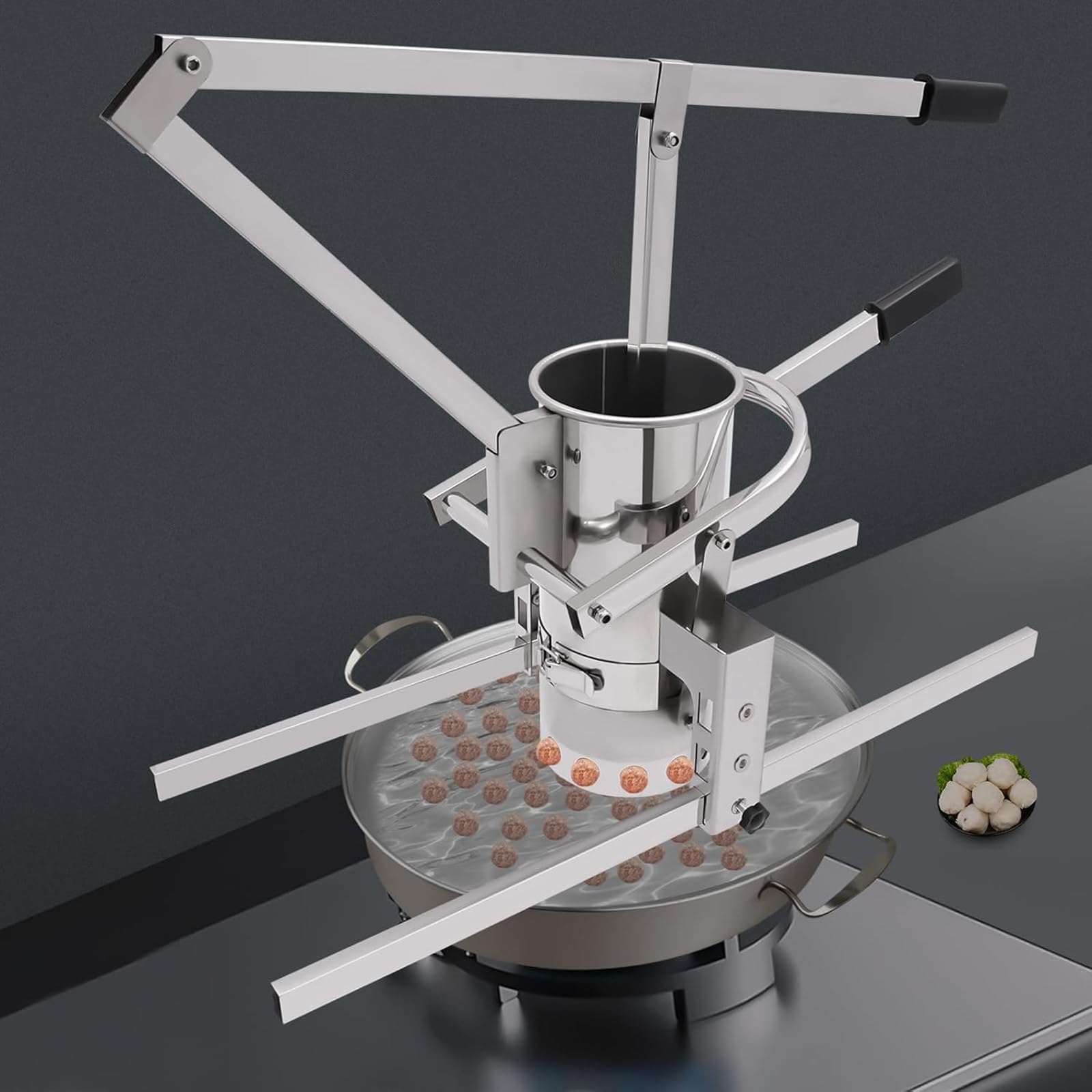 LHUITUI Commercial Meat Ball Shrimp Ball Processing Machine, Manual Meatball Forming Machine, Stainless Steel Manual Croquette Machine, 13cm / 16cm, Edge Pressing, Kitchens Restaurants Dia13cm-MoldA