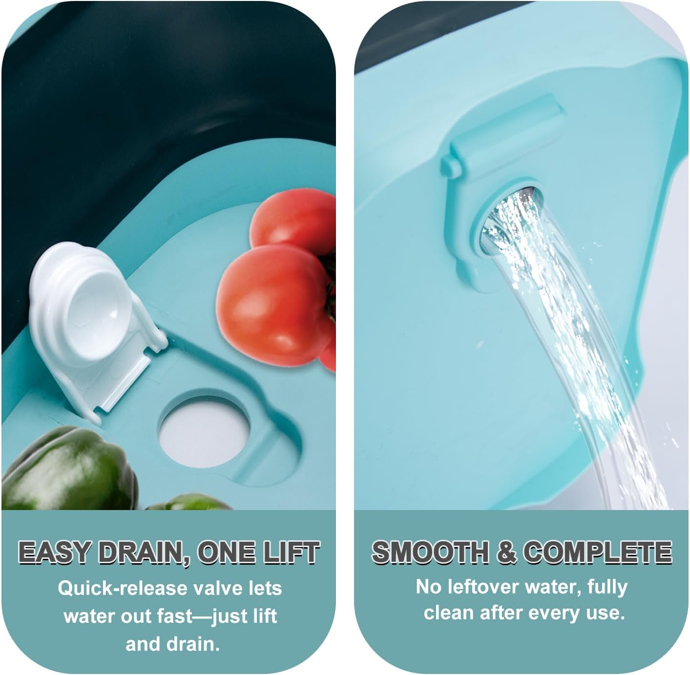 2-Pack Foldable Wash Basin for Vegetables,Collapsible Portable Sink Set in Pink & Green,Kitchen Storage Tray-Laundry,Dishes,Indoor,Outdoor,RV & Camping-Leak-Proof Drain Design