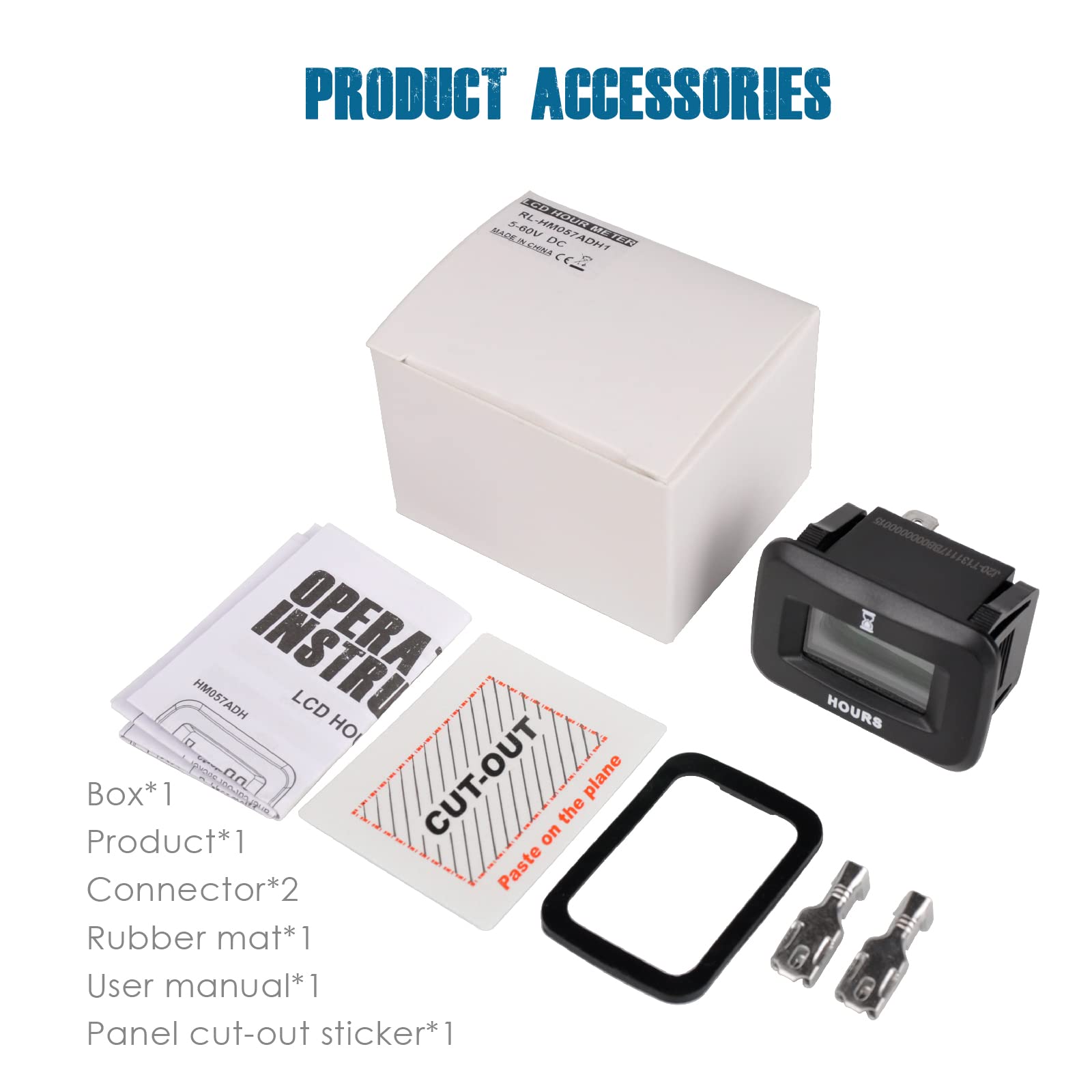 Compteur horaire HonorMeet Digital DC 12V 24V 36V 48V 60V, compteur horaire total pour rappel d'entretien, fonctionne sur les tondeuses autoportées, les karts et autres équipements alimentés(Normal)