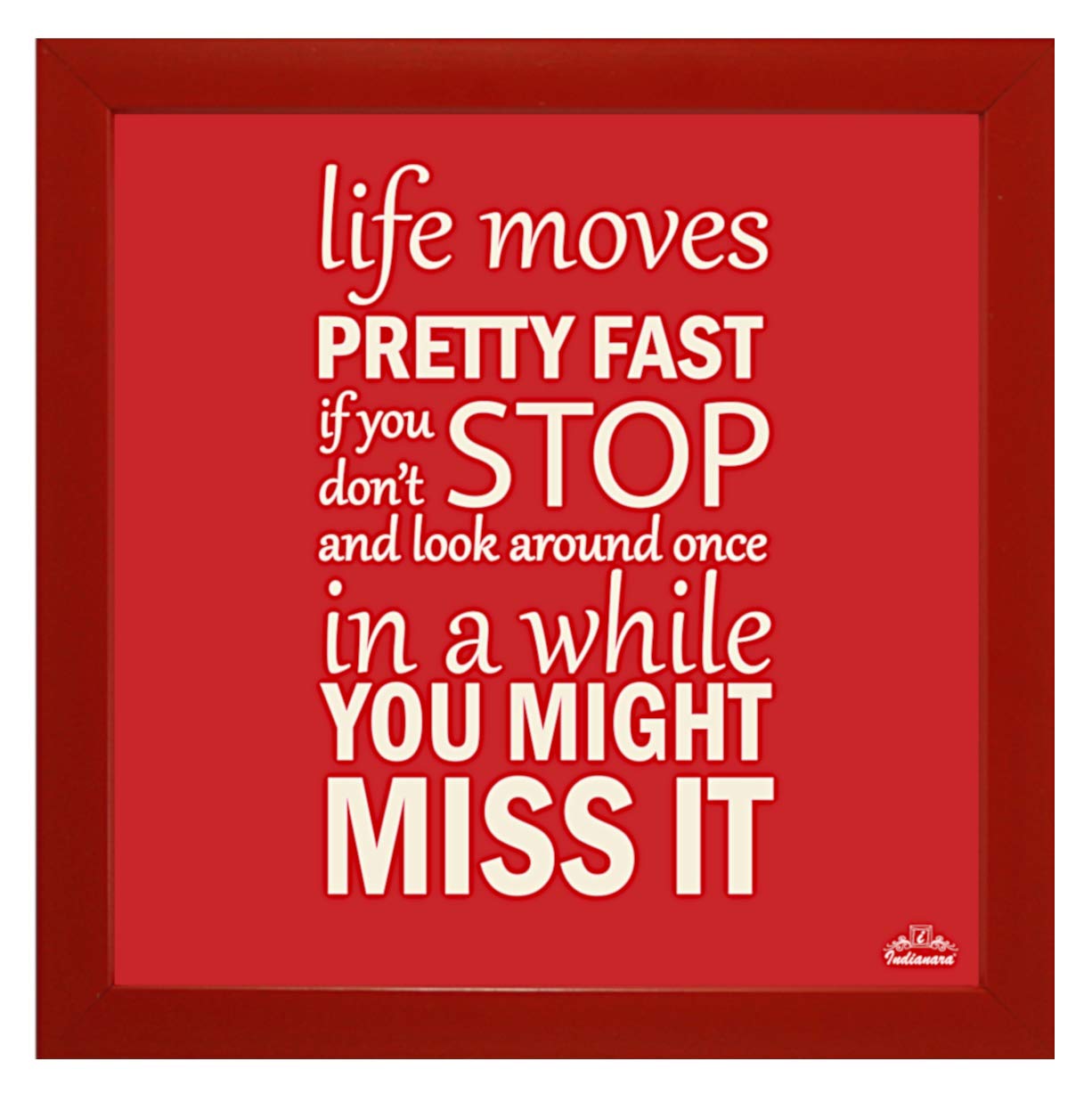 Indianara 4 Piece Set of Multicolor Framed Wall Hanging Motivational Office Decor Art Prints (1194) 8.7 inch X 8.7 inch Without Glass